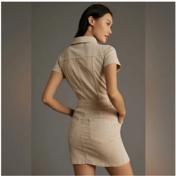 NWT Good American Fit For Success Denim Utility Dress | Sand | Size Medium - Picture 2 of 15